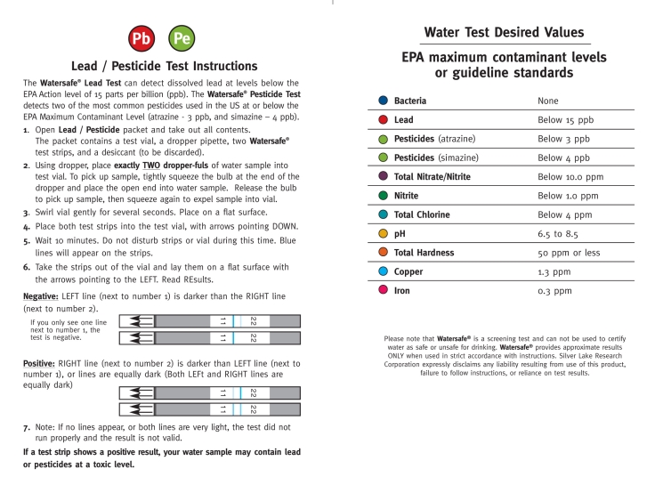 Well Water test Instructions