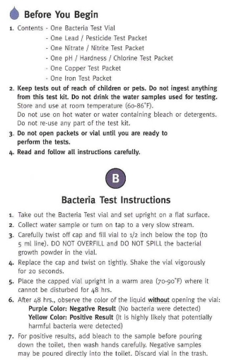 Bacteria Testing Instructions